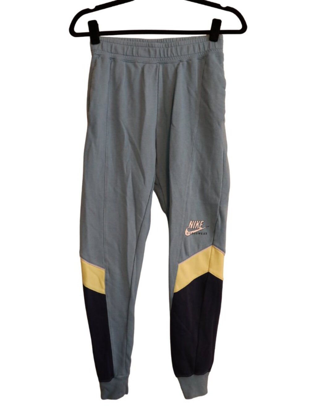 Nike Sportswear Heritage Colorblock Fleece Joggers Gray/Blue Yellow XS